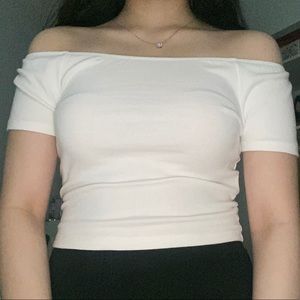 White off the shoulder crop top